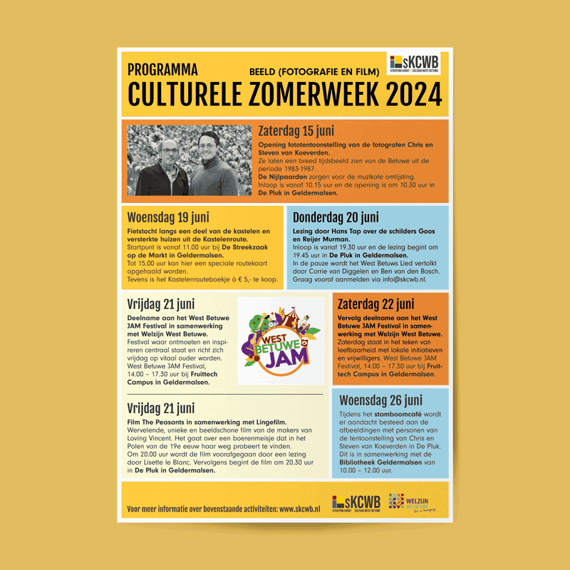 Stichting Kunst & Cultuur West Betuwe Zomerweek poster